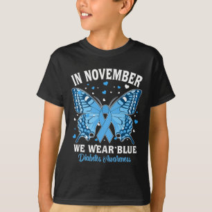 T-shirt En Novembre, Nous Portons Bleu Diabète Sensibilisa