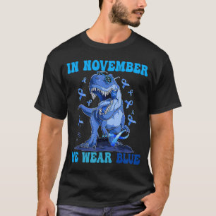 T-shirt En Novembre Nous Portons Bleu Dinosaure Diabète