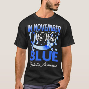 T-shirt En Novembre Nous Portons Bleu Papillon Diabète