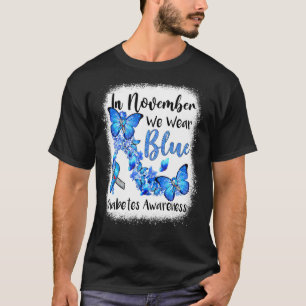 T-shirt En Novembre Nous Portons Bleu Papillons Diabète Aw