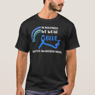 T-shirt En Novembre Nous Portons Blue Rainbow Diabetes Awa