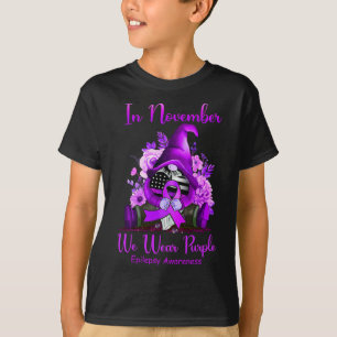 T-shirt En Novembre Nous Portons Violet Gnome Ribbon Epile