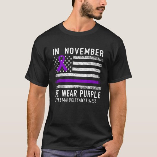 T-shirt En Novembre Nous Portons Violet Prématurité Sensib (Devant)