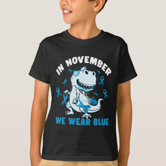 T-shirt En novembre We Wear Blue Diabete Awareness Trex D (Devant)