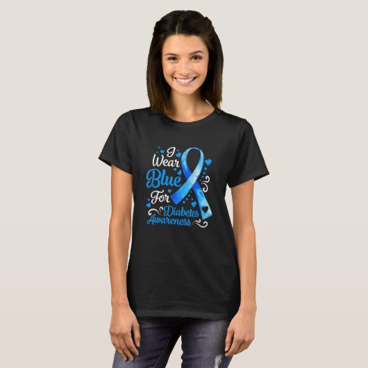 T-shirt En novembre We Wear Blue Ribbon Diabete Awareness (Devant entier)