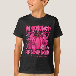 T-shirt En Octobre Nous Portons Citrouille Rose Cancer du