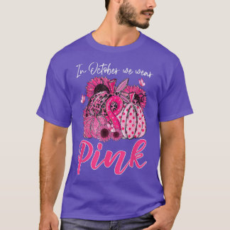 T-shirt En Octobre Nous Portons Citrouille Rose Cancer du 