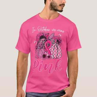 T-shirt En Octobre Nous Portons Citrouille Rose Cancer du 