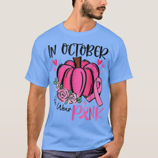 T-shirt En Octobre Nous Portons Citrouille Rose Cancer du 