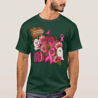 T-shirt En Octobre Nous Portons Des Fantômes Roses Citroui