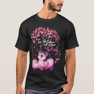 T-shirt En Octobre Nous Portons K Ribbon Chat Cancer du Se