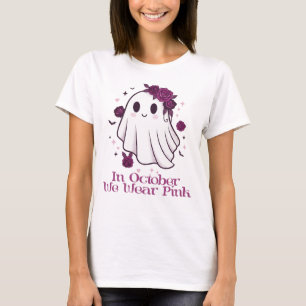 T-shirt En Octobre Nous Portons Le Fantôme Rose