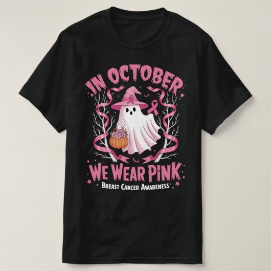 T-shirt En Octobre Nous Portons Le Ghost Ghost Witch Cance (Design devant)