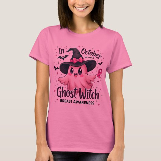 T-shirt En Octobre Nous Portons Le Ghost Ghost Witch Cance (Devant)