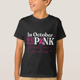 T-shirt En Octobre Nous Portons Le Ruban Rose Cancer Du Se