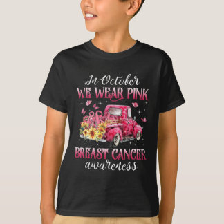 T-shirt En Octobre Nous Portons Le Ruban Rose Leopard Truc