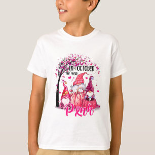 T-shirt En Octobre Nous Portons Les Gnomes Roses Le Cancer