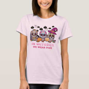 T-shirt En octobre nous portons l'Halloween rose