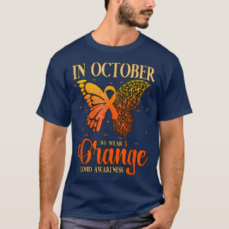 T-shirt En Octobre Nous Portons Orange ADHD 852