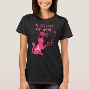 T-shirt En Octobre Nous Portons Pink Cute Cat Breast Premi
