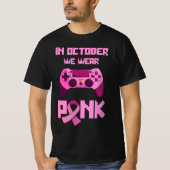 T-shirt En Octobre Nous Portons Pink Gamepad Ribbon Breast (Devant)
