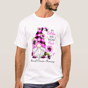 T-shirt En Octobre Nous Portons Pink Gnome Certifié Cance