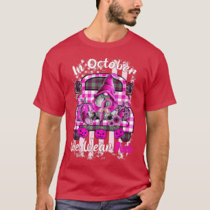 T-shirt En Octobre Nous Portons Pink Gnome Certifié Cancer