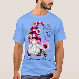 T-shirt En Octobre Nous Portons Pink Gnome Certifié Cancer