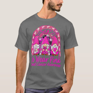 T-shirt En Octobre Nous Portons Pink Gnome Certifié Cancer