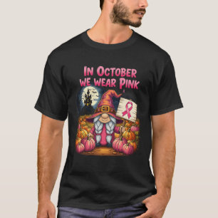 T-shirt En Octobre Nous Portons Pink Halloween Gnome Witch