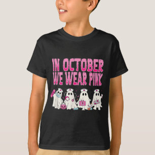 T-shirt En Octobre Nous Portons Pink Nurse Cancer du Sein 