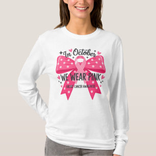 T-shirt En Octobre Nous Portons Pink Polka Dot Bow