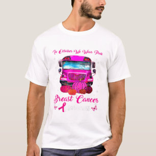 T-shirt En Octobre Nous Portons Pink School Bus Cancer Du