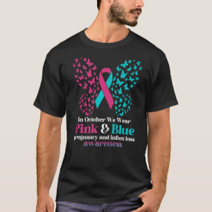 T-shirt En Octobre Nous Portons Rose Bleu Grossesse Perte