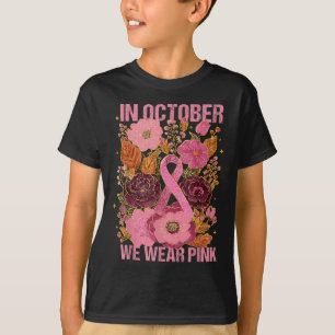 T-shirt En Octobre Nous Portons Rose Boho Cancer Sein Rose