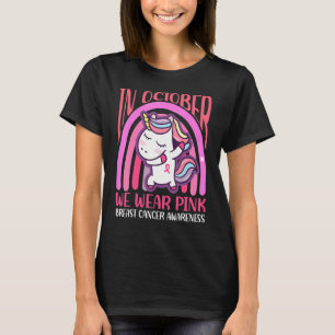 T-shirt En Octobre Nous Portons Rose Dabbing Unicorn Rainb