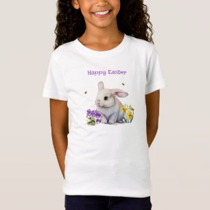 T-Shirt En Pâques Bunny Pansies Daffodils Bee