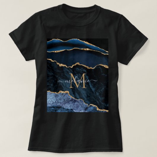 T-Shirt en pierre dorée de la Marine - Monogramme (Design devant)