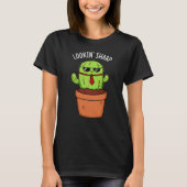 T-shirt En regardant Sharp Funny Cactus Pun Dark BG (Devant)