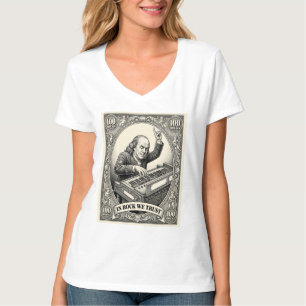 T-shirt En Rock We Trust 100 Roches Claviériste Franklin