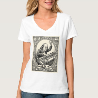 T-shirt En Rock We Trust 100 Roches Claviériste Franklin