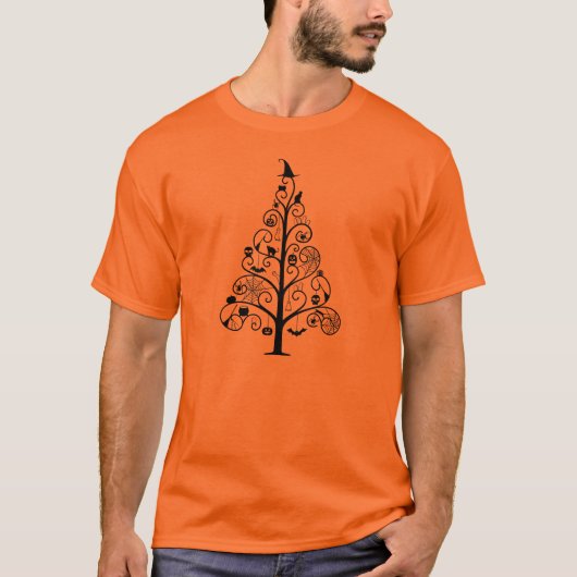 T-shirt En second lieu arbre de Halloween (Devant)