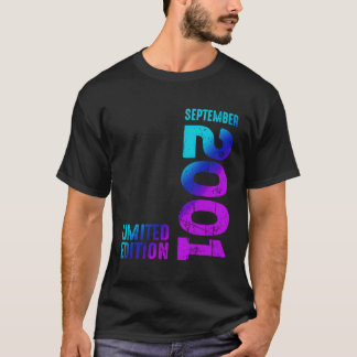 T-shirt En Septembre 2001 Depuis 2001 Vintage 2001 Birth R