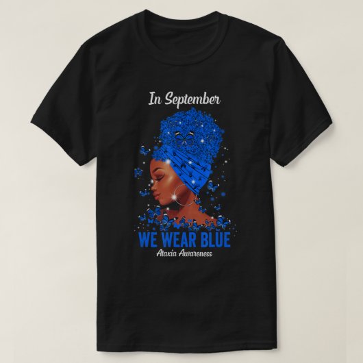 T-shirt En Septembre Nous Portons Bleu Pour Ataxia Awarene (Design devant)