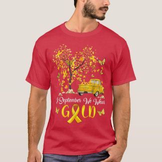 T-shirt En Septembre Nous Portons Citrouille Or Camion Enf