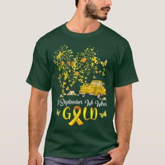 T-shirt En Septembre Nous Portons Citrouille Or Camion Enf