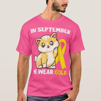 T-shirt En Septembre Nous Portons Gold Chat Cancer Enfance