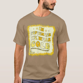 T-shirt En Septembre Nous Portons Or Retro Cancer Enfance 