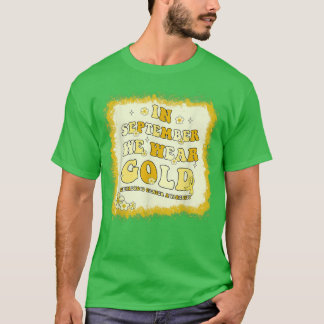 T-shirt En Septembre Nous Portons Or Retro Cancer Enfance