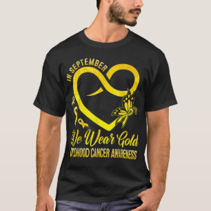 T-shirt En Septembre Nous Portons Or Ruban Or Enfance